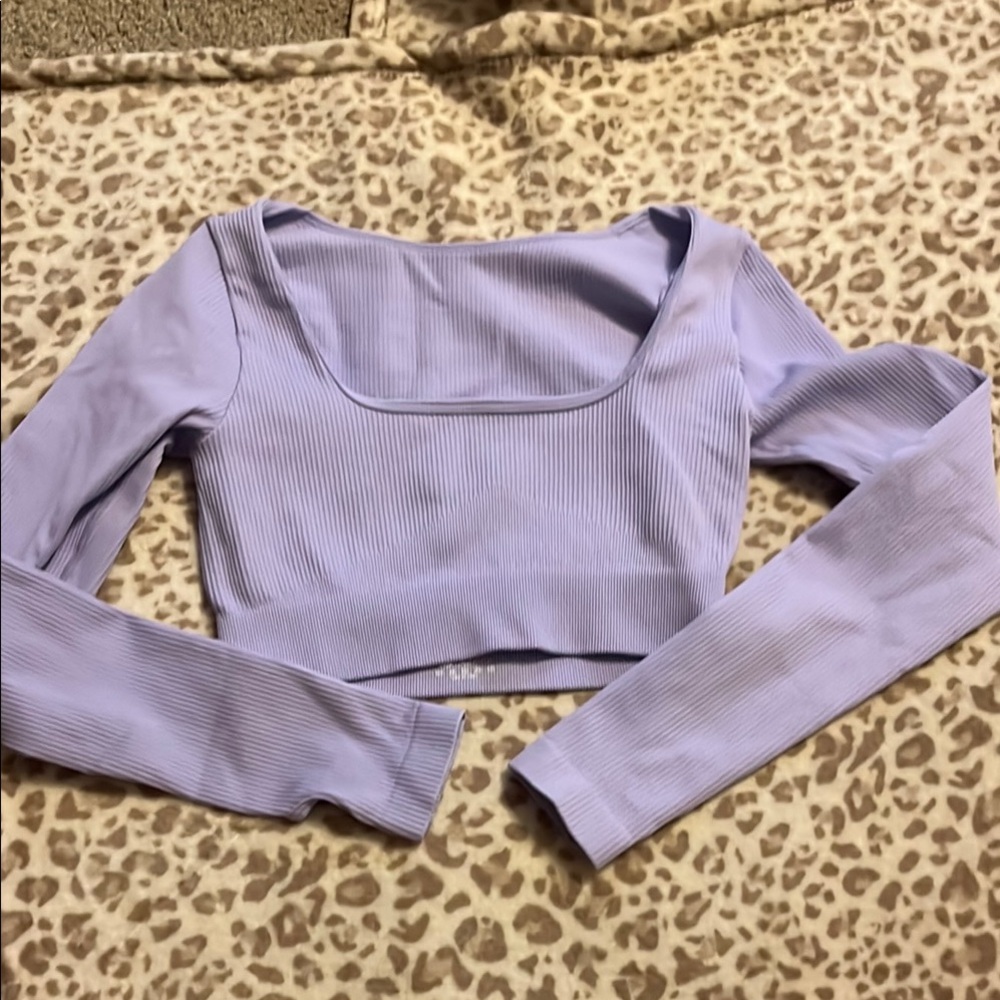 Lilac Ribbed Square Neck Crop Top